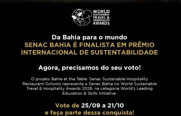 Sistema Comércio BA, através do Senac, é finalista em premiação internacional de turismo e hospitalidade sustentável